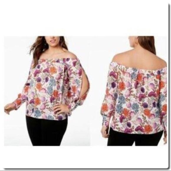INC 𝅺off Shoulder Floral Blouse - Picture 1 of 6